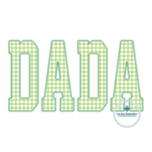 DADA Diamond Stitch Applique Embroidery Design Father's Day Gift Four Sizes 5x7, 8x8, 9x9, 6x10 and 8x12 Hoop