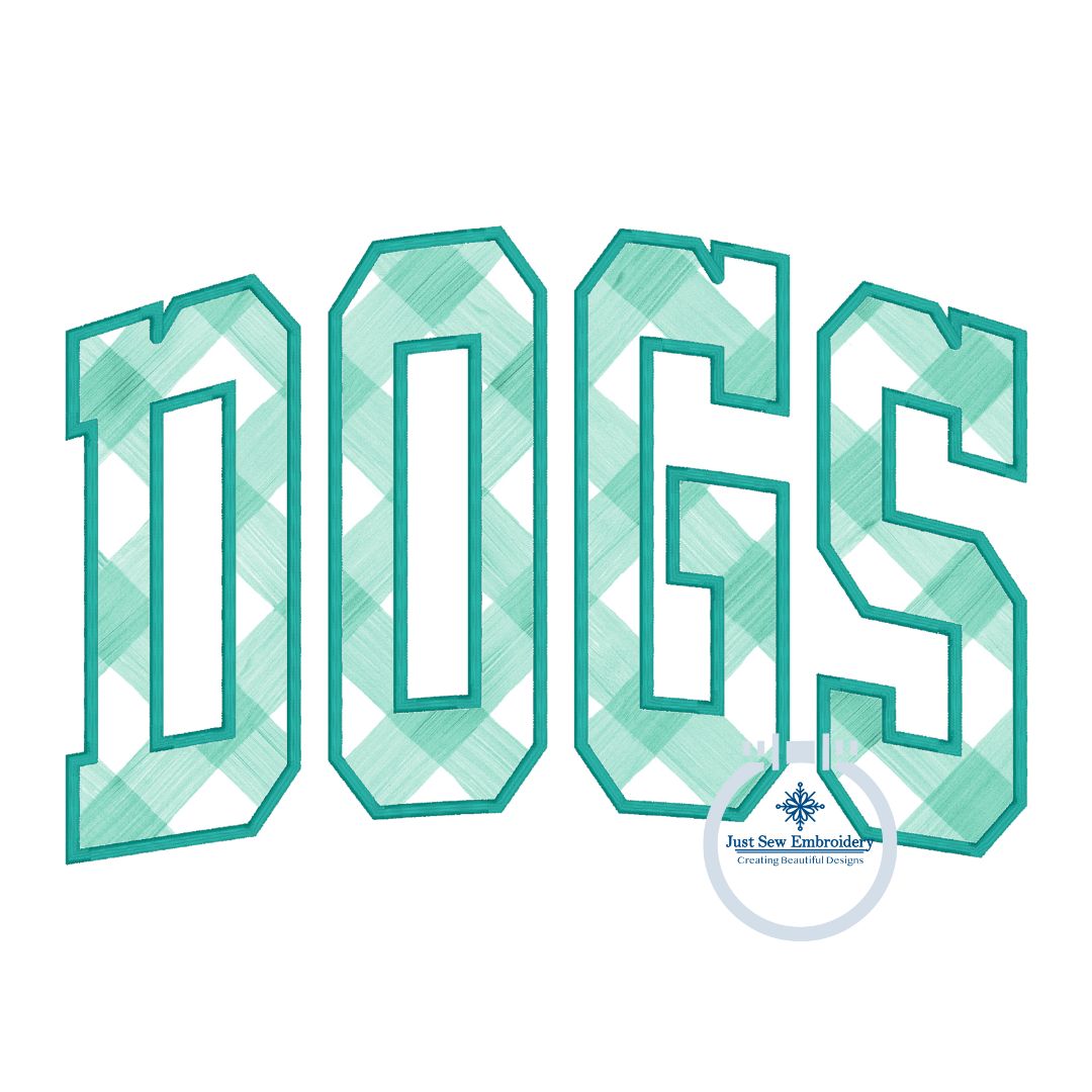DOGS Arched Applique Embroidery Design Machine Embroidery Satin Edge Five Sizes 5x7, 8x8, 6x10, 7x12, and 8x12 Hoop