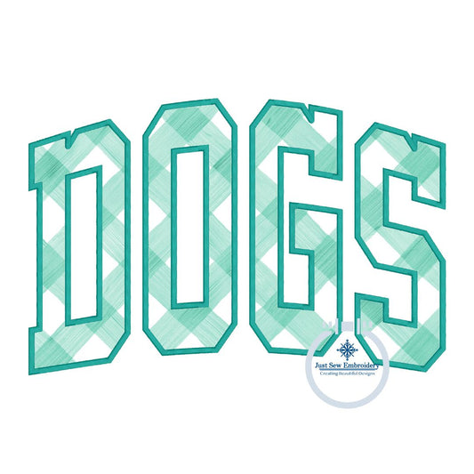 DOGS Arched Applique Embroidery Design Machine Embroidery Satin Edge Five Sizes 5x7, 8x8, 6x10, 7x12, and 8x12 Hoop