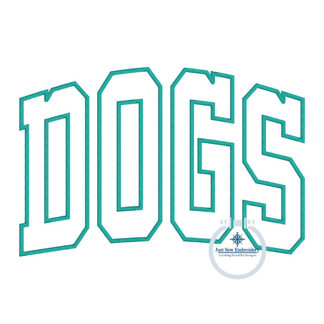 DOGS Arched Applique Embroidery Design Machine Embroidery Satin Edge Five Sizes 5x7, 8x8, 6x10, 7x12, and 8x12 Hoop