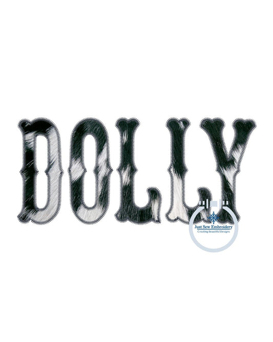 DOLLY Applique Embroidery Design Zigzag Edge Three Sizes 5x7, 6x10, and 8x12 Hoop