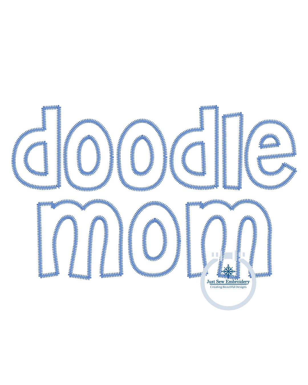 Doodle Mom Applique Embroidery Design ZigZag Edge Stitch Dog Mom Doggie Mother's Day Gift 8x12 Hoop