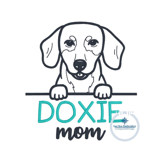 Doxie Mom Peeker Embroidery Dachshund Embroidery Design One Size 4x4 Hoop