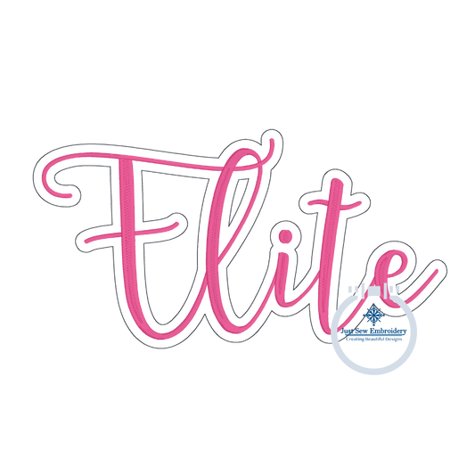 Elite Script Embroidery with Bean Stitch Outline Satin Stitch Six Sizes 7, 8, 9, 10, 11, 12 inch