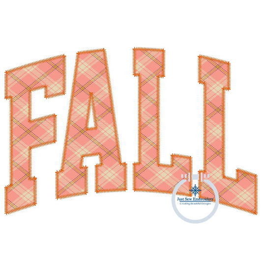 FALL Arched ZigZag Applique Machine Embroidery Design Four Sizes 5x7, 6x10, 8x8, 8x12 Hoop Autumn