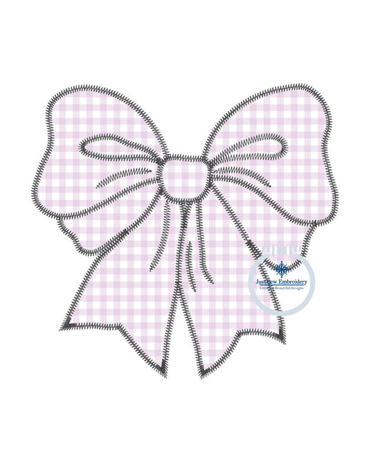 Flowy Bow Applique Embroidery Design Quick Zigzag Stitch Edge Seven Sizes 4x4, 5x5, 6x6, 7x7, 8x8, 9x9, and 10x10 Hoop