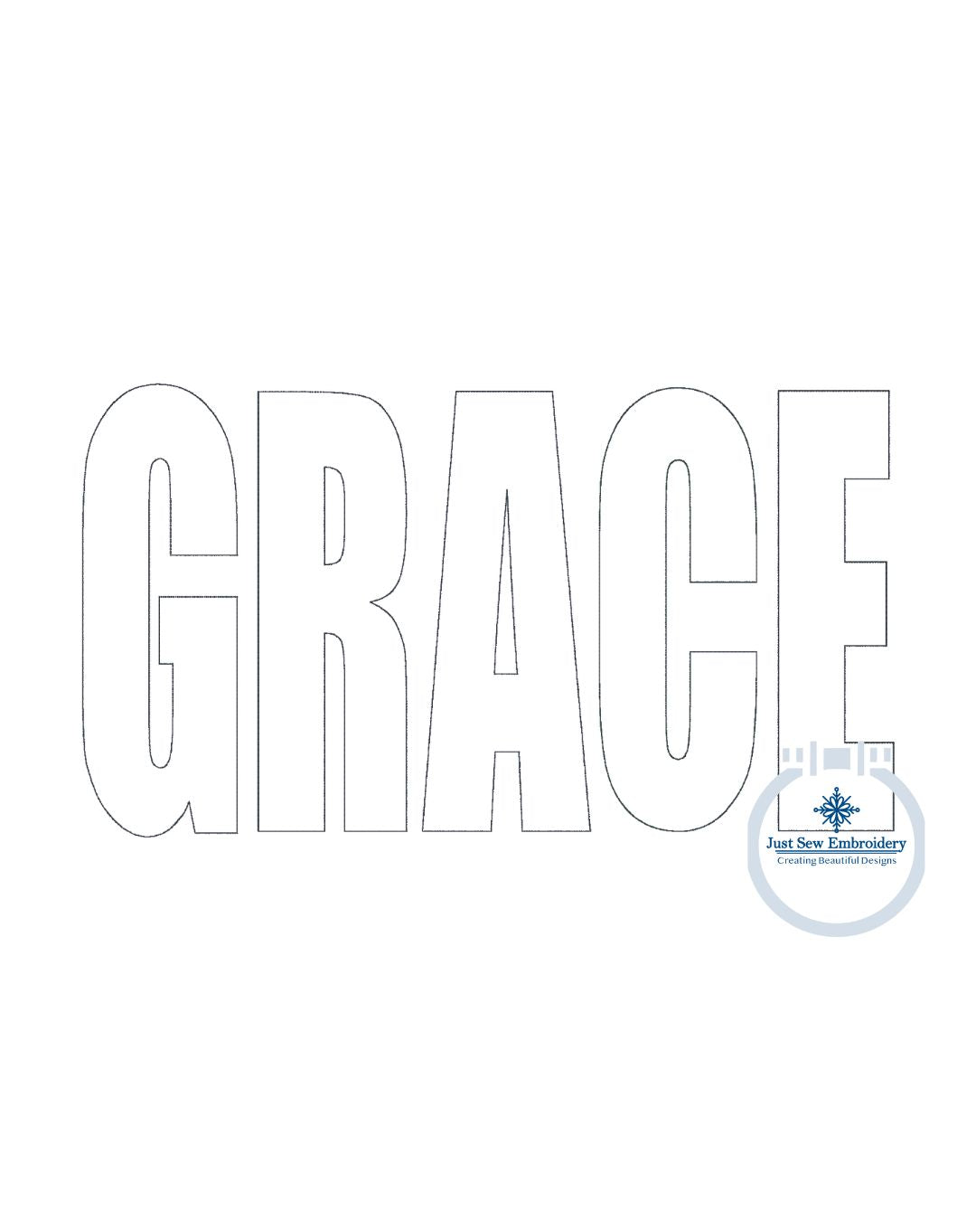 GRACE Reverse Applique Embroidery Design Bean Stitch Five Sizes 5x7, 8x8, 9x9, 6x10, and 7x12