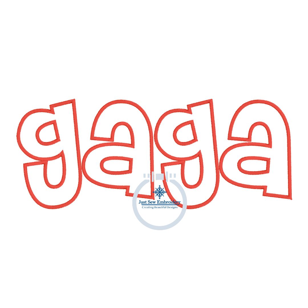 Gaga Applique Embroidery Design Satin Edge Stitch Grandma Mother's Day Gift 8x12 Hoop