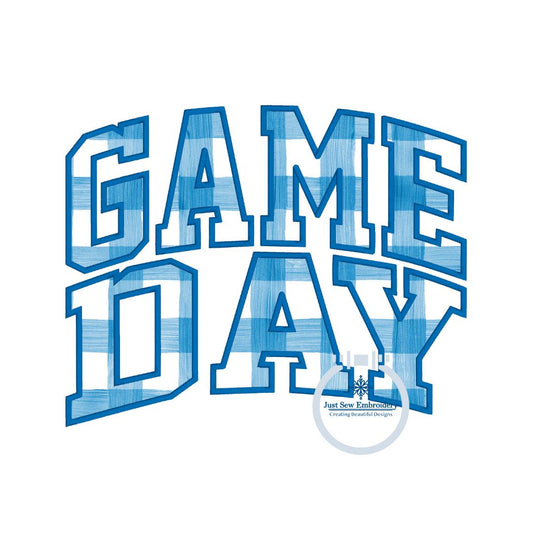 GAME DAY Arched Satin Applique Embroidery Machine Design Four Sizes 5x7, 6x10, 7x12, and 8x12 Hoop
