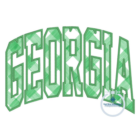 Georgia Arched Applique Embroidery Satin Stitch Design GA Four Sizes 5x7, 8x8, 6x10, 8x12 Hoop