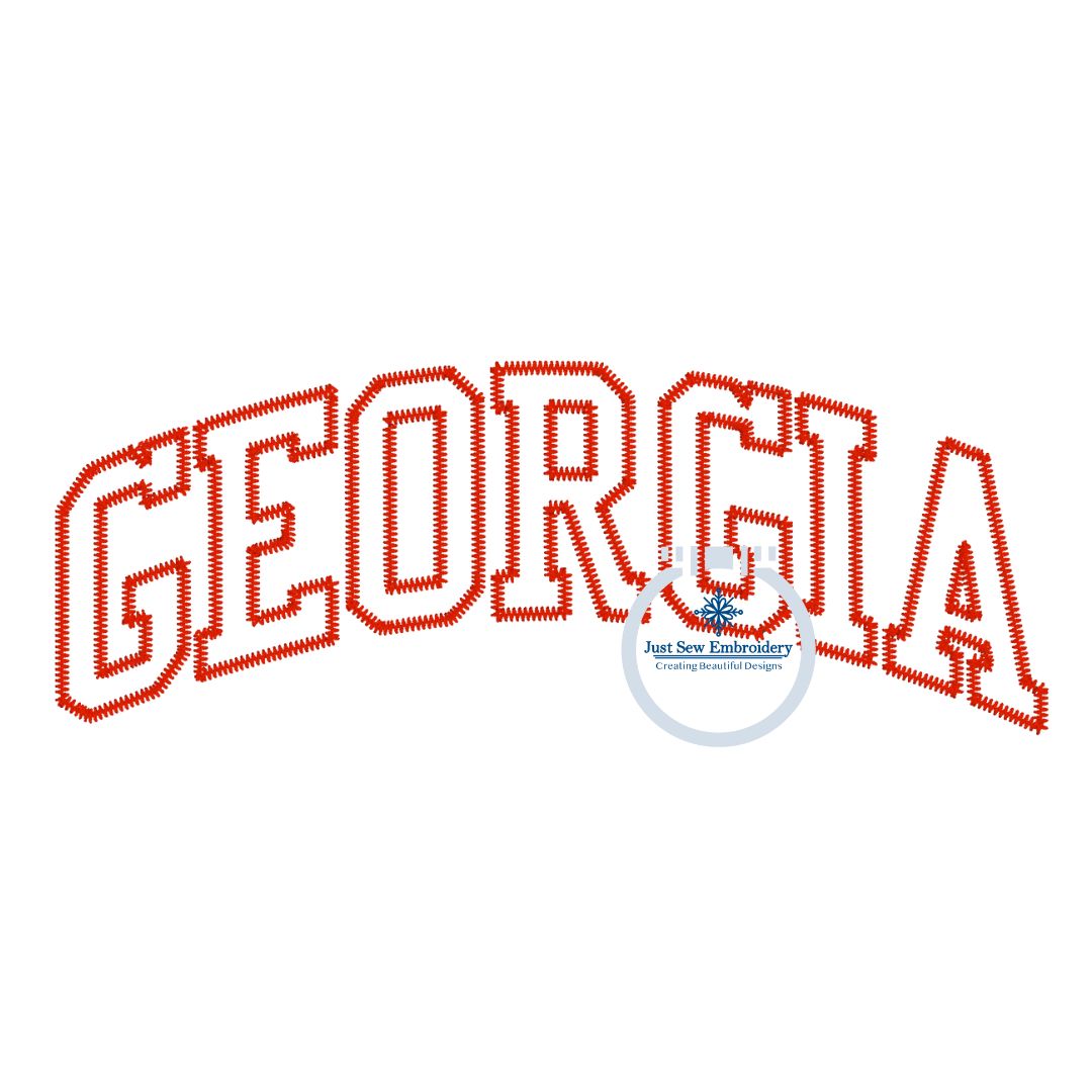 Georgia Arched Applique ZigZag Stitch Embroidery Design GA 8x12 Hoop Varsity Font