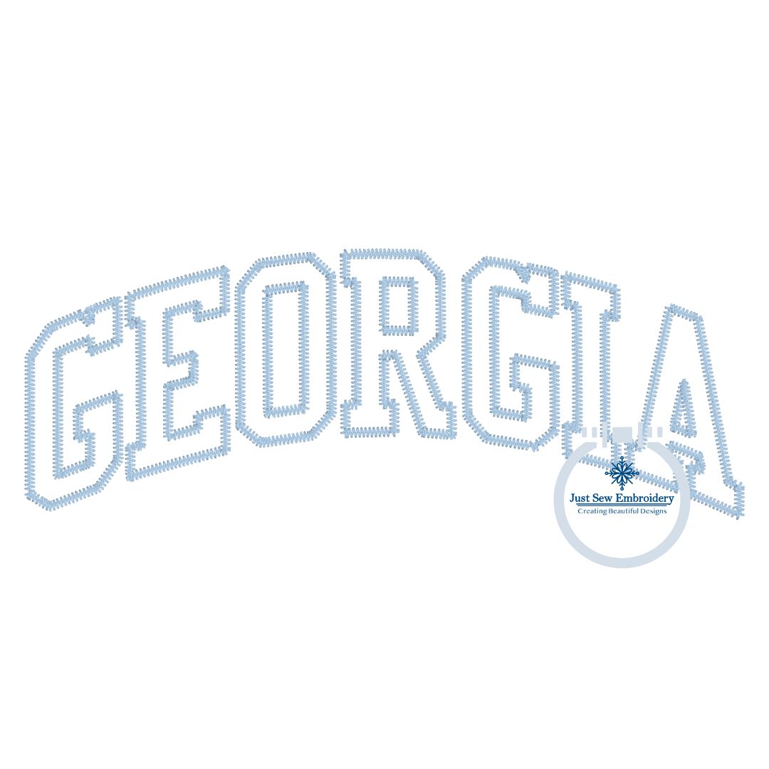 Georgia Arched Applique ZigZag Stitch Embroidery Design GA 8x12 Hoop Varsity Font