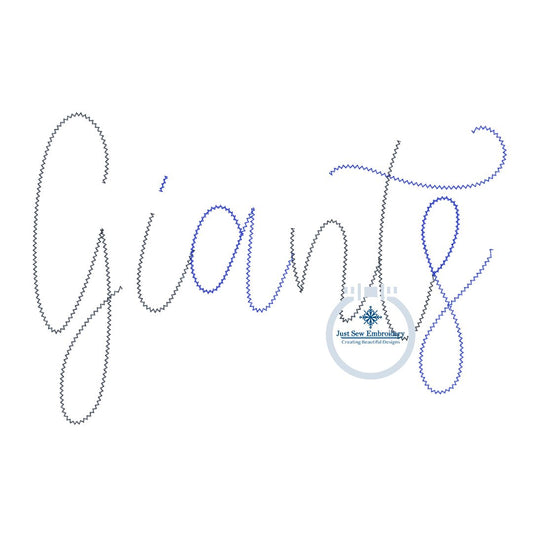 GIANTS Chenille Yarn Applique Embroidery Design Machine Embroidery Script Six Sizes 5x7, 8x8, 9x9, 6x10, 7x12, and 8x12 Hoop