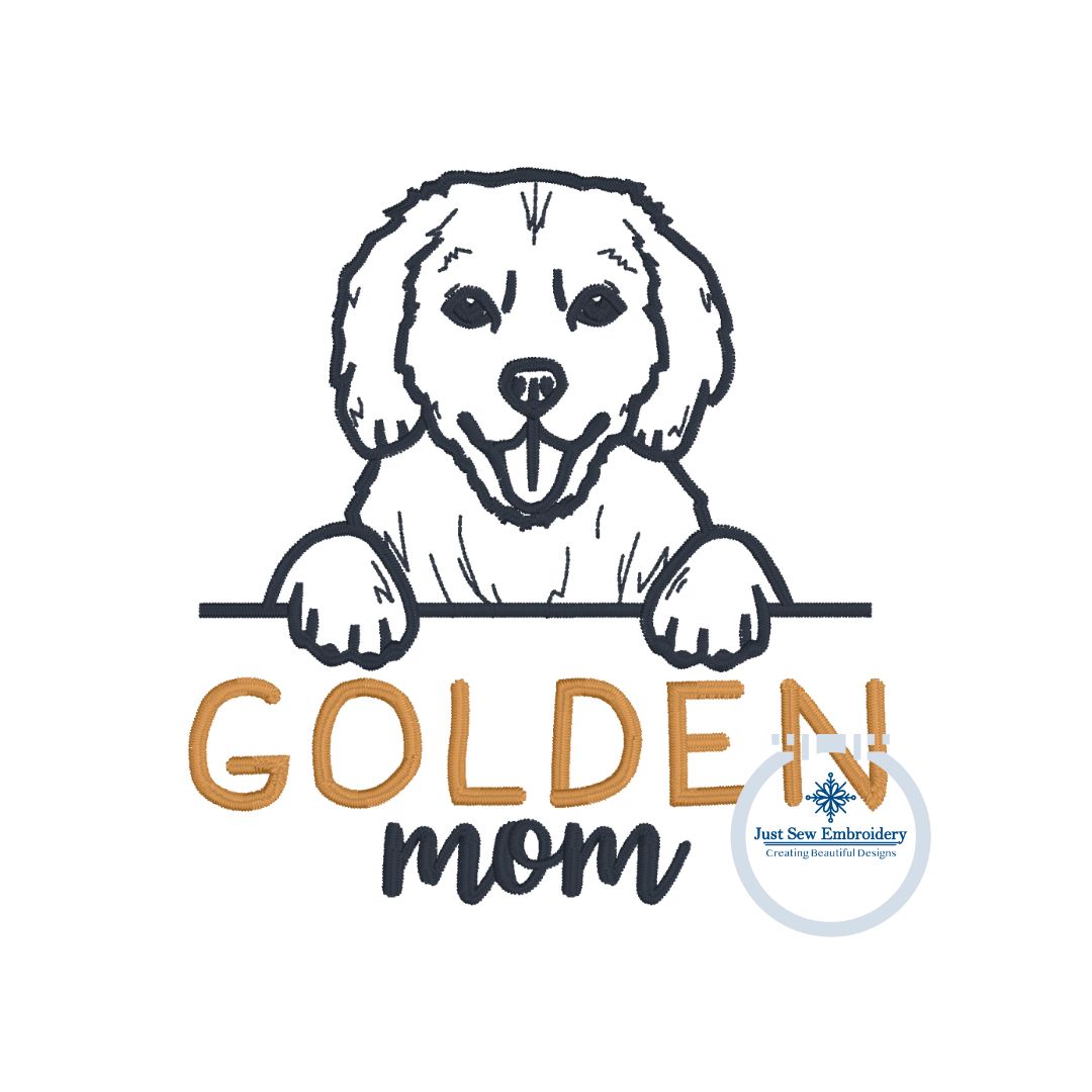 Golden Mom Peeker Embroidery Golden Retriever Embroidery Design One Size 4x4 Hoop
