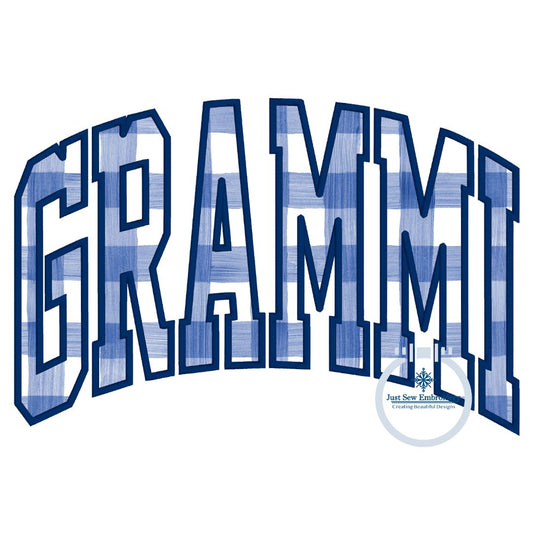 Grammi Arched Satin Applique Embroidery Design Five Sizes 5x7, 8x8, 6x10, 7x12, and 8x12 Hoop