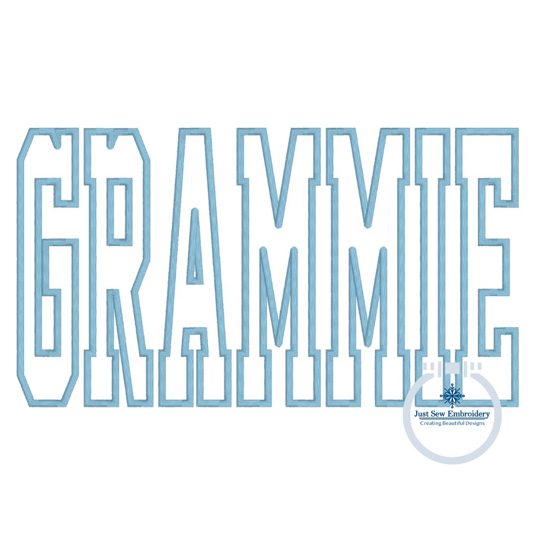 Grammie Academic Satin Applique Embroidery Design EST. Satin Stitch Five Sizes 8x8, 9x9, 6x10, 7x12, and 8x12 Hoop