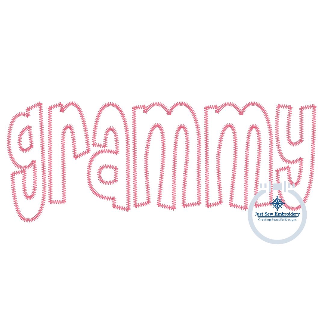 Grammy Applique Embroidery Design ZigZag Stitch Edge Grandma Mother's Day Gift Two Sizes 5x7 and 8x12 Hoop