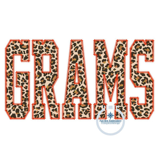 GRAMS Academic ZigZag Applique Embroidery Design Five Sizes 5x7, 8x8, 9x9, 6x10, and 7x12 Hoop