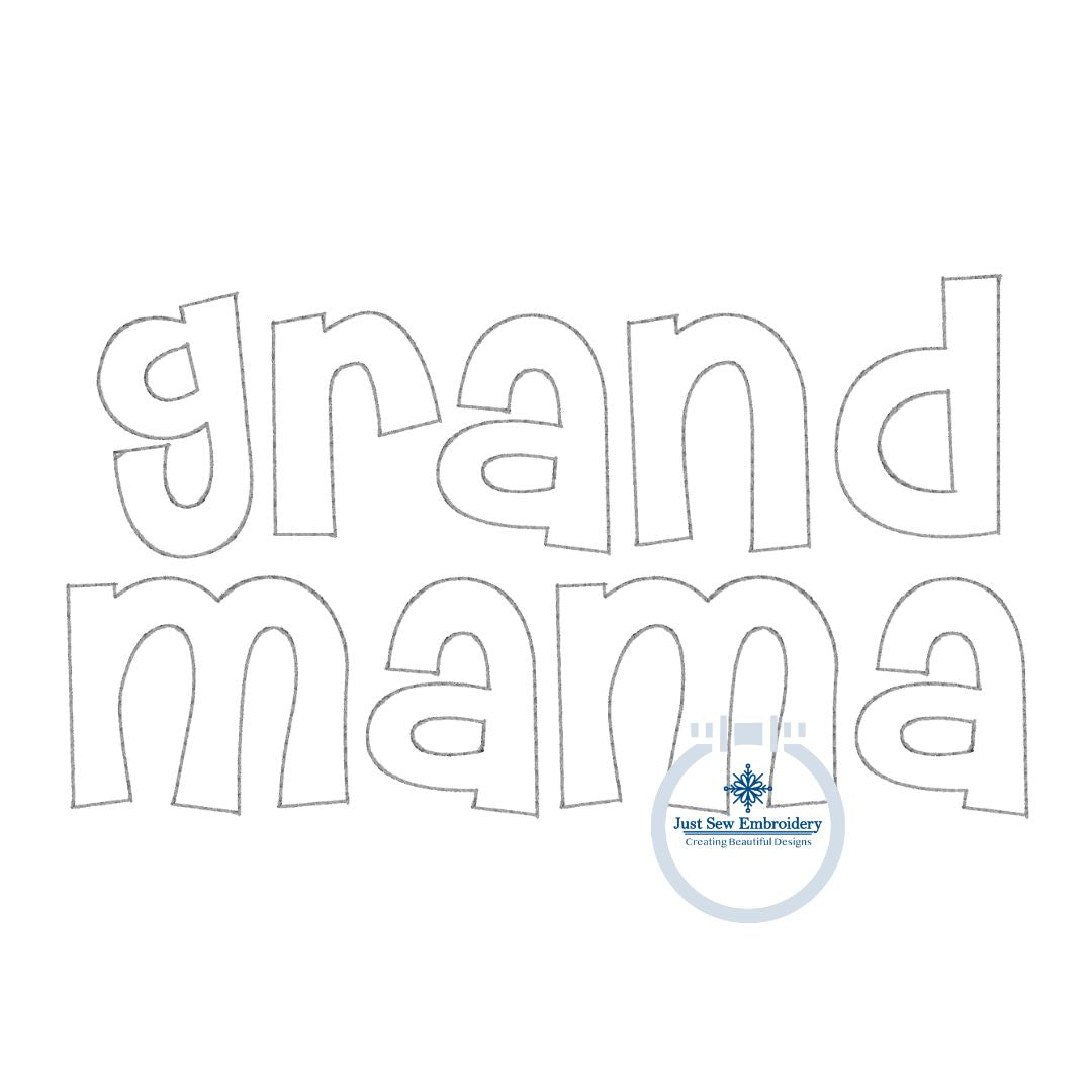 Grand Mama Applique Embroidery Design Raggy Bean Stitches Grandma Mother's Day Gift 8x12 Hoop