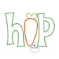 HOP Carrot Applique Machine Embroidery Design with Satin Finishing Stitch Five Sizes 5x7, 8x8, 6x10, 7x12, 8x12 Hoops