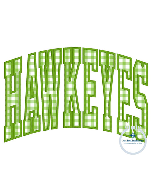 HAWKEYES Arched Embroidery Applique Design Machine Embroidery Satin Edge Three Sizes 6x10, 7x12, and 8x12 Hoop