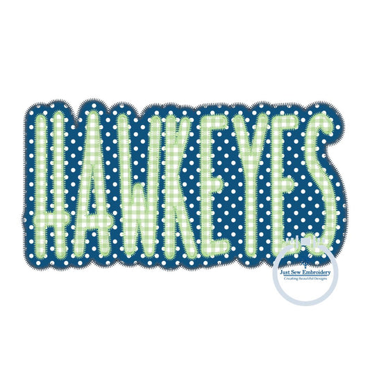 HAWKEYES Two Layer Embroidery Applique Design Machine Embroidery ZigZag Edge Three Sizes 9x9, 6x10, and 7x12 Hoop
