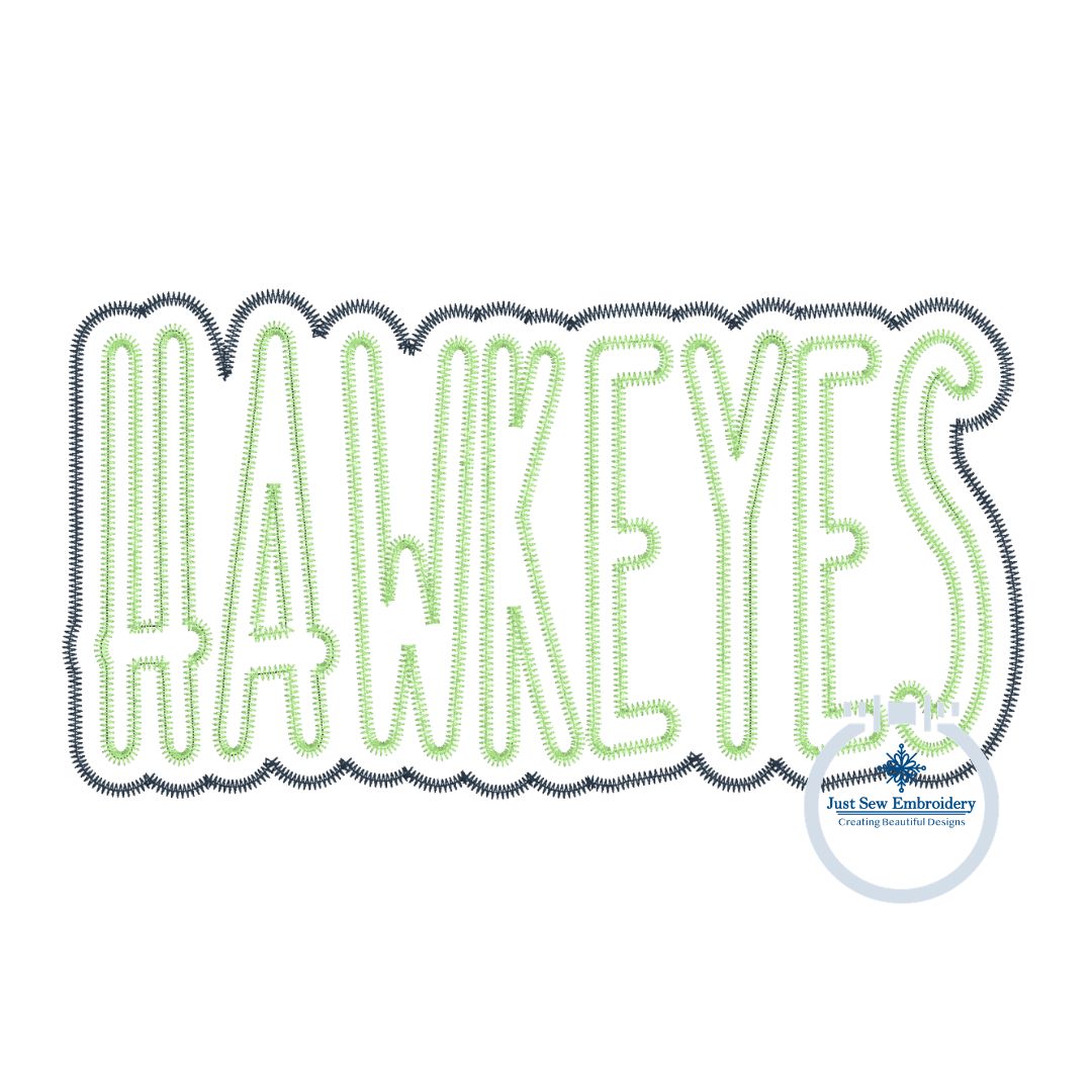 HAWKEYES Two Layer Embroidery Applique Design Machine Embroidery ZigZag Edge Three Sizes 9x9, 6x10, and 7x12 Hoop