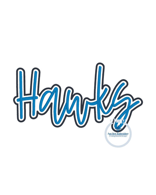 Hawks Puff 3D Foam Satin Outline Embroidery Design Five Sizes 5x7, 8x8, 9x9, 6x10, and 7x12 Hoop