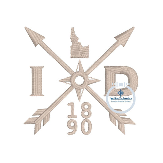 ID 1890 Arrow Embroidery Design One Size for Hat Idaho Compass Machine Embroidery