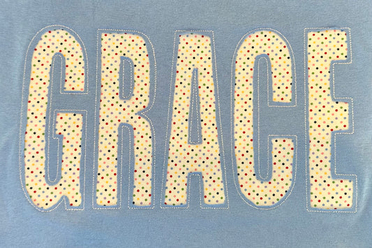 GRACE Reverse Applique Embroidery Design Bean Stitch Five Sizes 5x7, 8x8, 9x9, 6x10, and 7x12