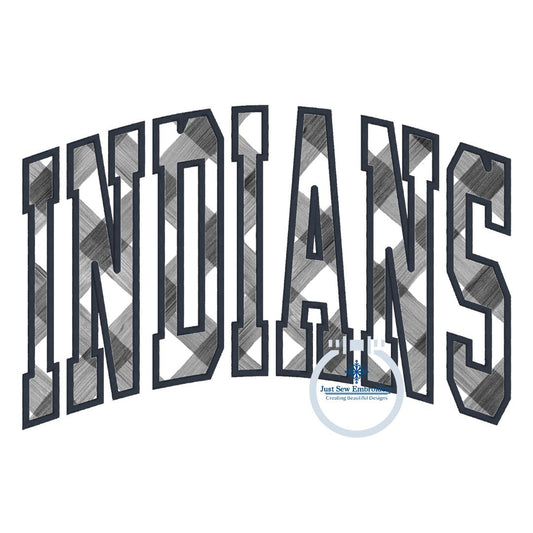 INDIANS Arched Applique Embroidery Design Machine Embroidery Satin Edge Five Sizes 8x8, 9x9, 6x10, 7x12, and 8x12 Hoop