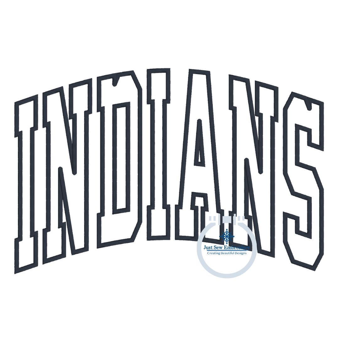 INDIANS Arched Applique Embroidery Design Machine Embroidery Satin Edge Five Sizes 8x8, 9x9, 6x10, 7x12, and 8x12 Hoop