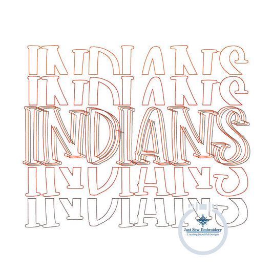 Indians Embroidered Bean Stitch Repeat Design Seven Sizes 5x7, 7x7, 8x8, 6x10, 7x12, 9x9, and 8x12 Hoop