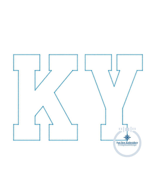 KY Academic Chenille Yarn Applique Embroidery Kentucky Six Sizes 5x7, 8x8, 9x9, 6x10, 7x12, and 8x12 Hoop