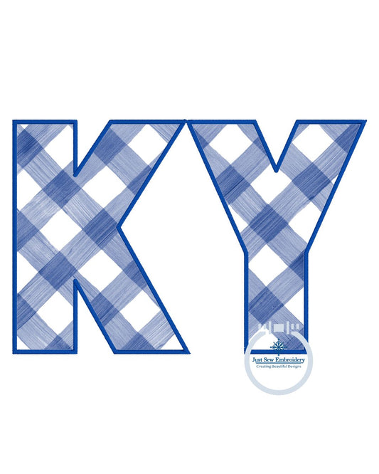 KY Bold Block Applique Embroidery Kentucky Design Satin Stitch One Size 8x12 Hoop