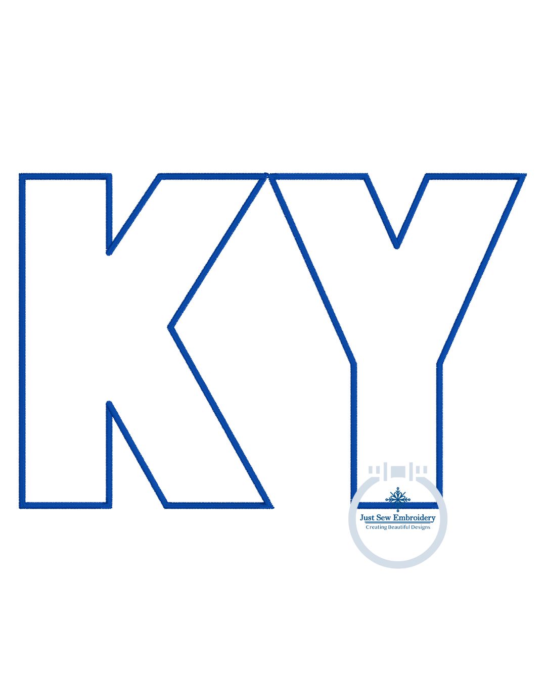 KY Bold Block Applique Embroidery Kentucky Design Satin Stitch One Size 8x12 Hoop
