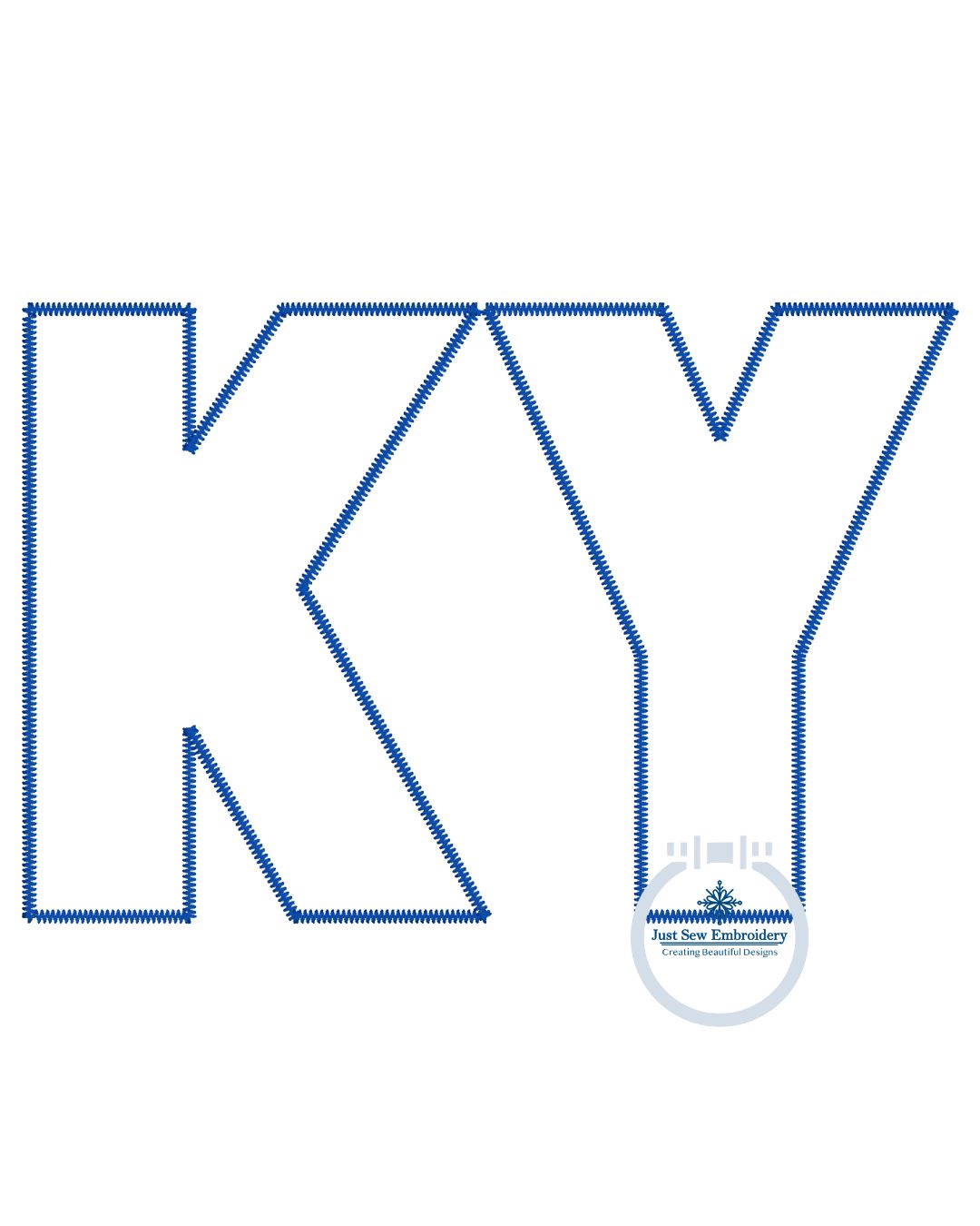 KY Bold Block Applique Embroidery Kentucky Design ZigZag Stitch One Size 8x12 Hoop