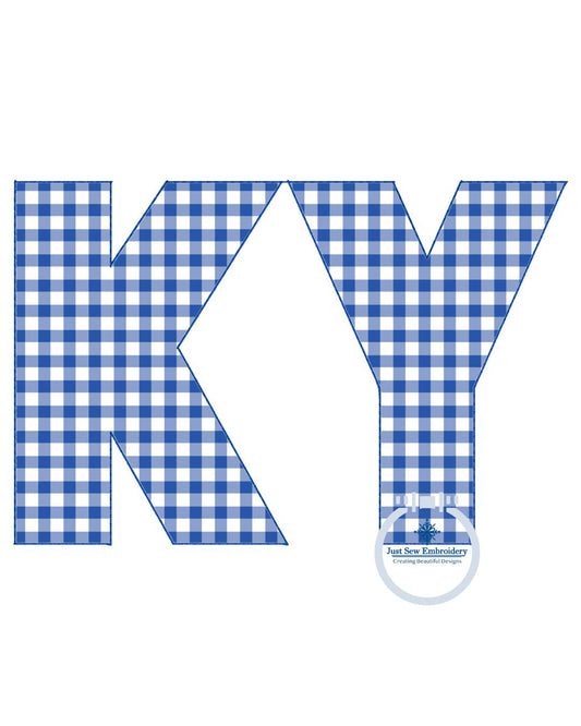 KY Bold Block Applique Embroidery Kentucky Design Raggy Stitch One Size 8x12 Hoop