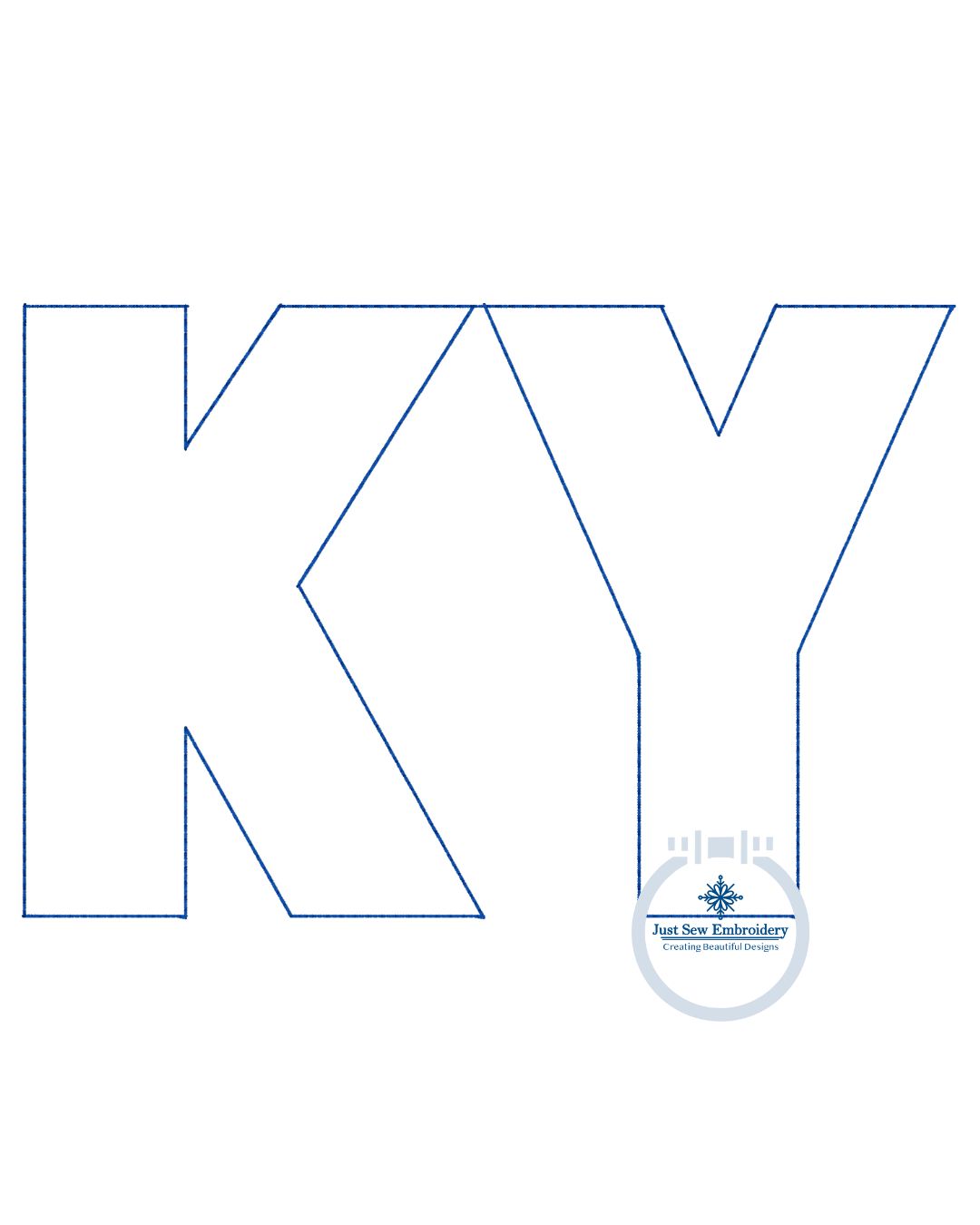 KY Bold Block Applique Embroidery Kentucky Design Raggy Stitch One Size 8x12 Hoop