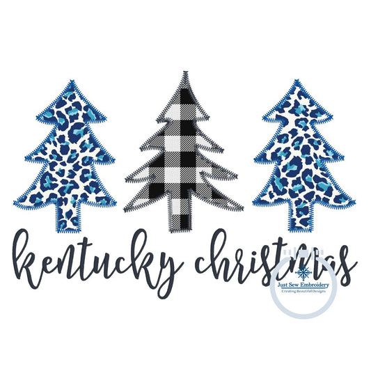 Kentucky Christmas Tree Applique Embroidery Machine Design Five Sizes 5x7, 8x8, 6x10, 7x12, and 8x12 Hoop