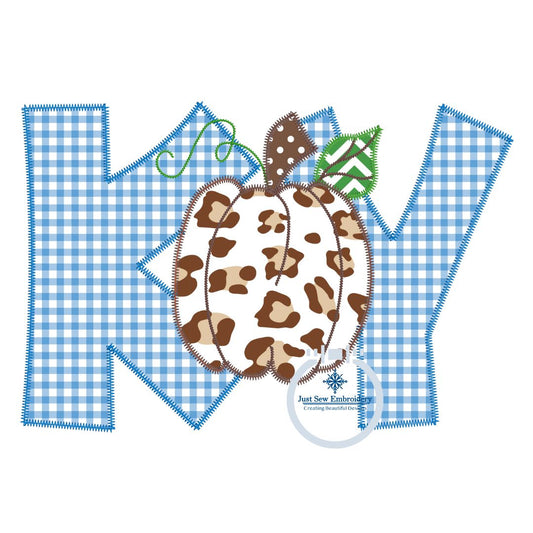 KY Applique Embroidery with Pumpkin Zigzag Edge Stitch Kentucky Five Sizes 5x7, 8x8, 6x10, 7x12, and 8x12 Hoop