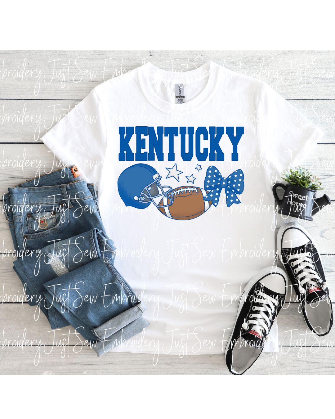 Kentucky Football Helmet, Football, and Bow Print PNG Hand Drawn Digital File