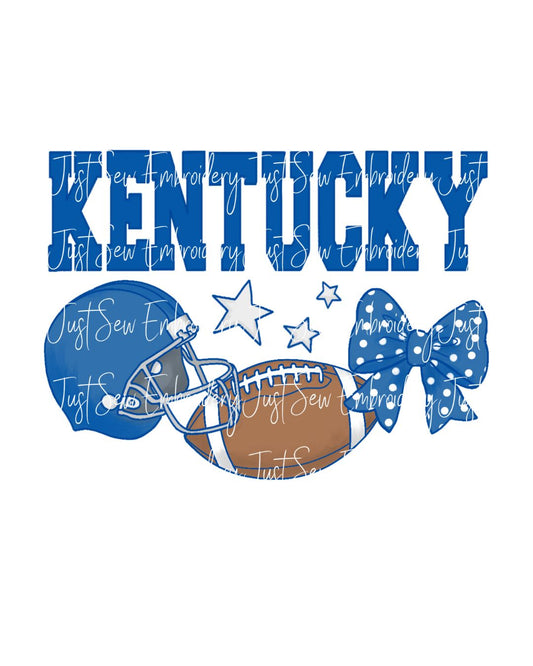 Kentucky Football Helmet, Football, and Bow Print PNG Hand Drawn Digital File