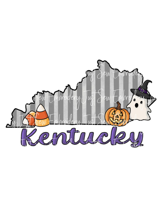 Cute Kentucky State Ghost Pumpkin Candy Corn Print PNG Hand Drawn Digital File