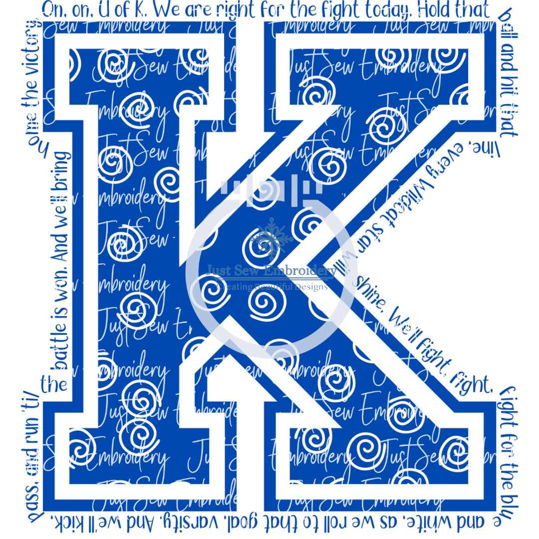 Swirl K Kentucky Fight Song Royal Blue PNG Sublimation Digital File