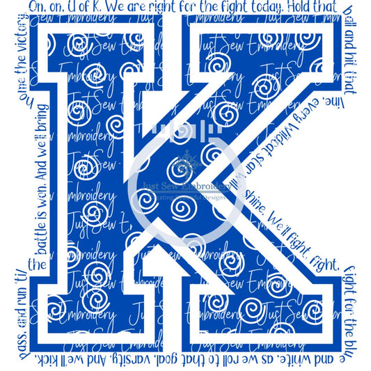 Swirl K Kentucky Fight Song Royal Blue PNG Sublimation Digital File