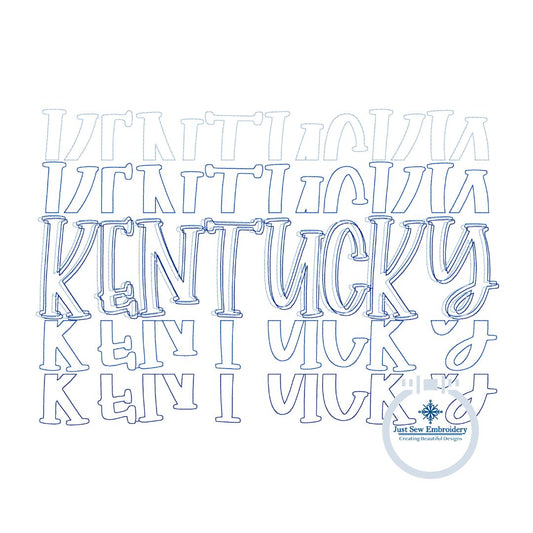 Kentucky Repeat Bean Stitch Embroidery Design Five Sizes 5x7, 8x8, 6x10, 7x12, and 8x12 Hoop