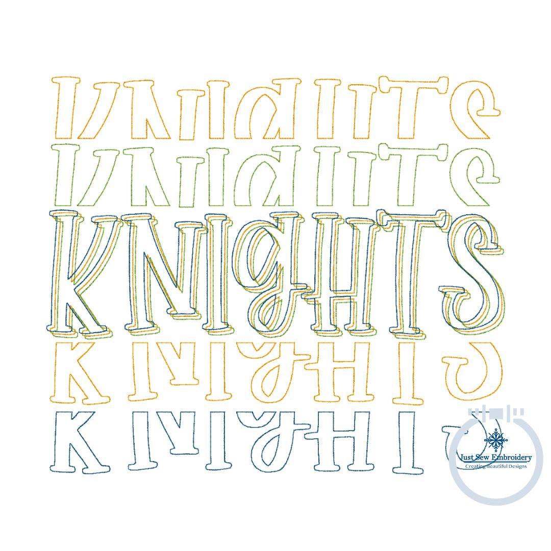 Knights Repeat Embroidered Bean Stitch Six Sizes 5x7, 6x10, 8x8, 9x9, 7x12, and 8x12 Hoop