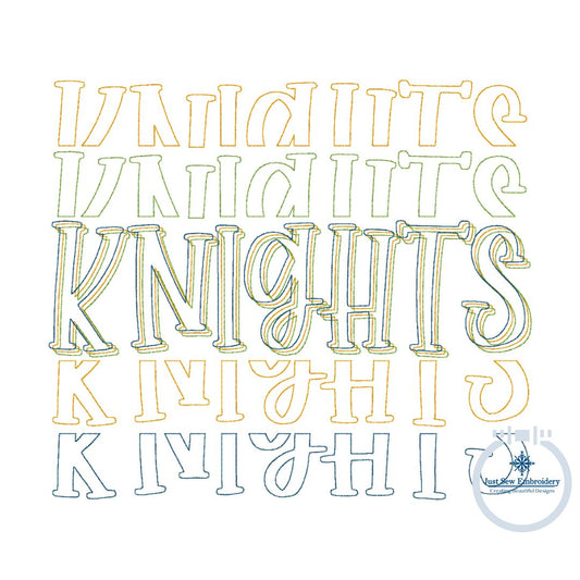 Knights Repeat Embroidered Bean Stitch Six Sizes 5x7, 6x10, 8x8, 9x9, 7x12, and 8x12 Hoop