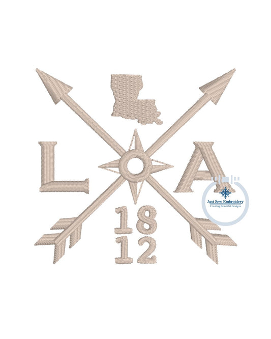 Louisiana LA Embroidered Arrow Hat Design Satin Stitch One Size Hat hoop